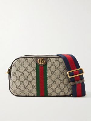 Ophidia Leather-Trimmed Monogrammed Coated-Canvas Messenger Bag Ophidia Leather-Trimmed Monogrammed Coated-Canvas Messenger Bag