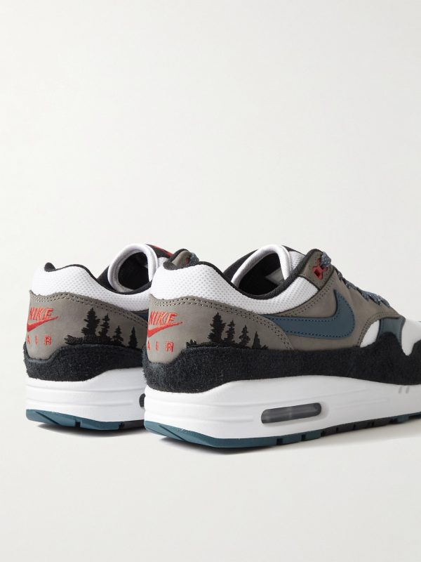 Air Max 1 Escape Leather-Trimmed Suede and Mesh Sneakers - BK Air Max 1 Escape Leather-Trimmed Suede and Mesh Sneakers - BK