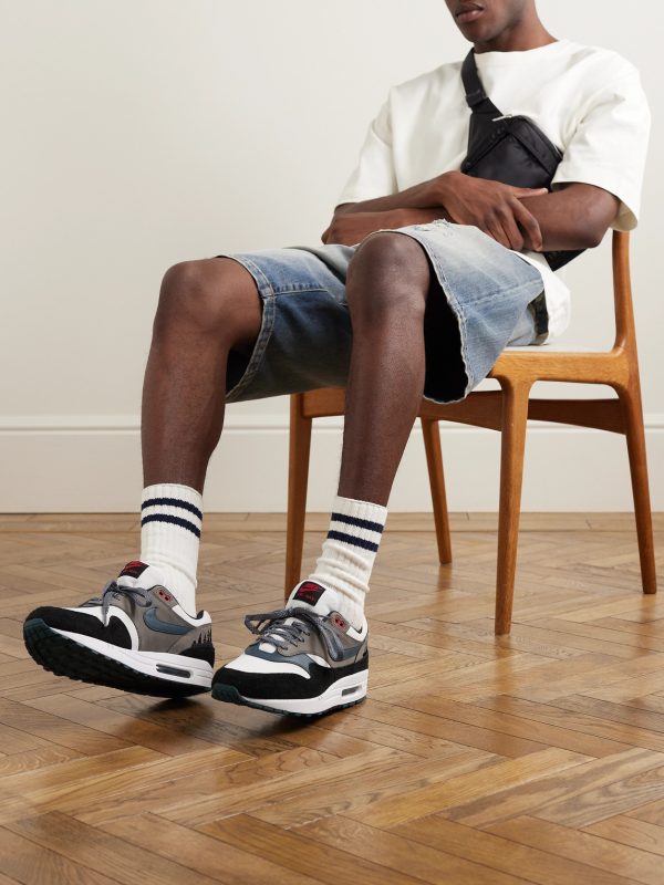 Air Max 1 Escape Leather-Trimmed Suede and Mesh Sneakers - OU Air Max 1 Escape Leather-Trimmed Suede and Mesh Sneakers - OU