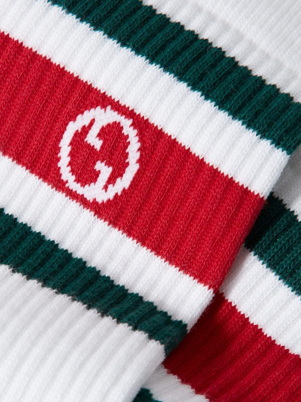 Logo-Intarsia Striped Ribbed Cotton-Blend Socks - CU Logo-Intarsia Striped Ribbed Cotton-Blend Socks - CU