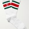 Logo-Intarsia Striped Ribbed Cotton-Blend Socks Logo-Intarsia Striped Ribbed Cotton-Blend Socks
