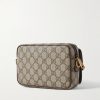 Ophidia Mini Leather-Trimmed Monogrammed Coated-Canvas Messenger Bag - BK Ophidia Mini Leather-Trimmed Monogrammed Coated-Canvas Messenger Bag - BK