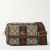 Ophidia Mini Leather-Trimmed Monogrammed Coated-Canvas Messenger Bag Ophidia Mini Leather-Trimmed Monogrammed Coated-Canvas Messenger Bag