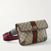 Ophidia Leather and Webbing-Trimmed Monogrammed Coated-Canvas Belt Bag Ophidia Leather and Webbing-Trimmed Monogrammed Coated-Canvas Belt Bag