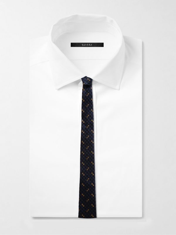7cm Logo-Embroidered Silk-Jacquard Tie - OU 7cm Logo-Embroidered Silk-Jacquard Tie - OU