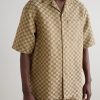 Camp-Collar Monogrammed Linen-Blend Jacquard Shirt - FR
