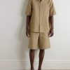 Camp-Collar Monogrammed Linen-Blend Jacquard Shirt - OU