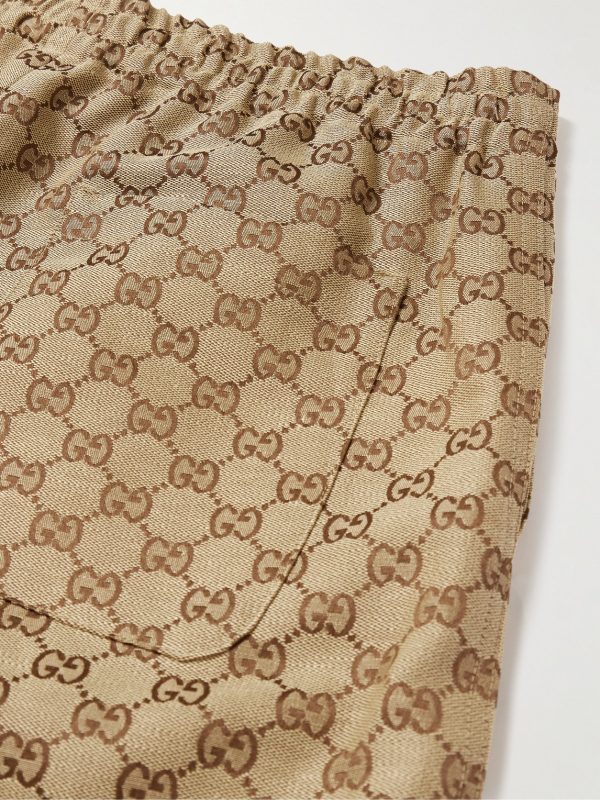 Wide-Leg Monogrammed Linen-Blend Shorts - CU