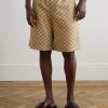 Wide-Leg Monogrammed Linen-Blend Shorts - FR