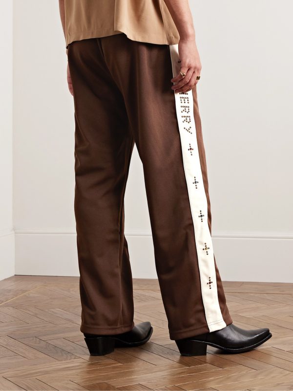 Straight-Leg Embellished Striped Tech-Jersey Track Pants - BK Straight-Leg Embellished Striped Tech-Jersey Track Pants - BK