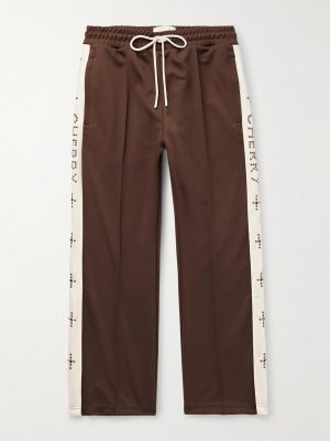Straight-Leg Embellished Striped Tech-Jersey Track Pants