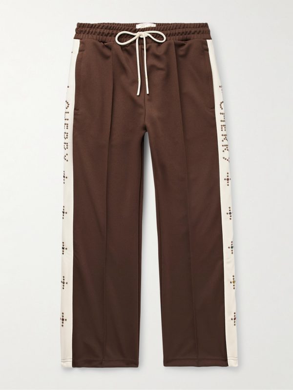 Straight-Leg Embellished Striped Tech-Jersey Track Pants Straight-Leg Embellished Striped Tech-Jersey Track Pants