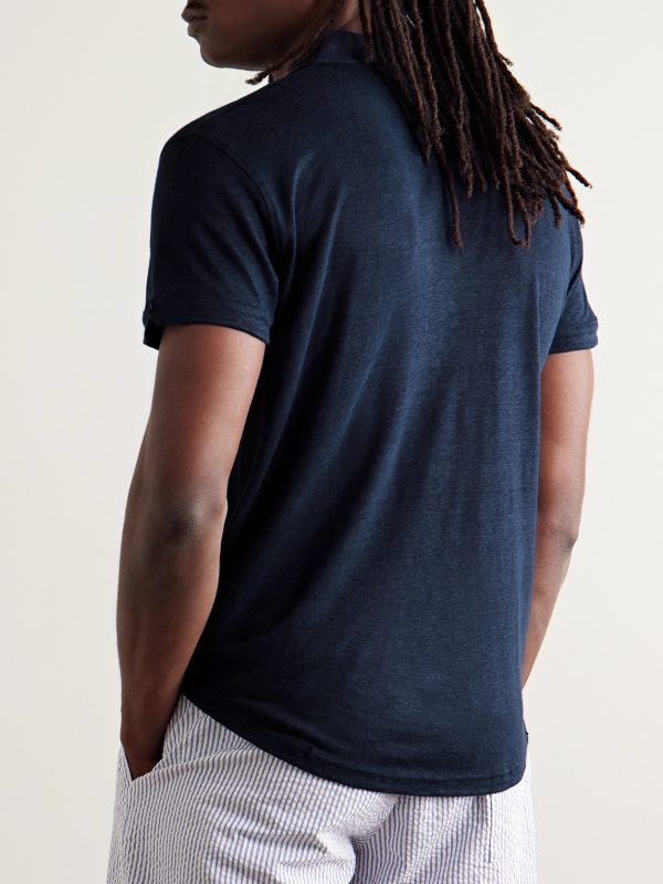 Sebastian Slim-Fit Linen-Jersey Polo Shirt - BK Sebastian Slim-Fit Linen-Jersey Polo Shirt - BK