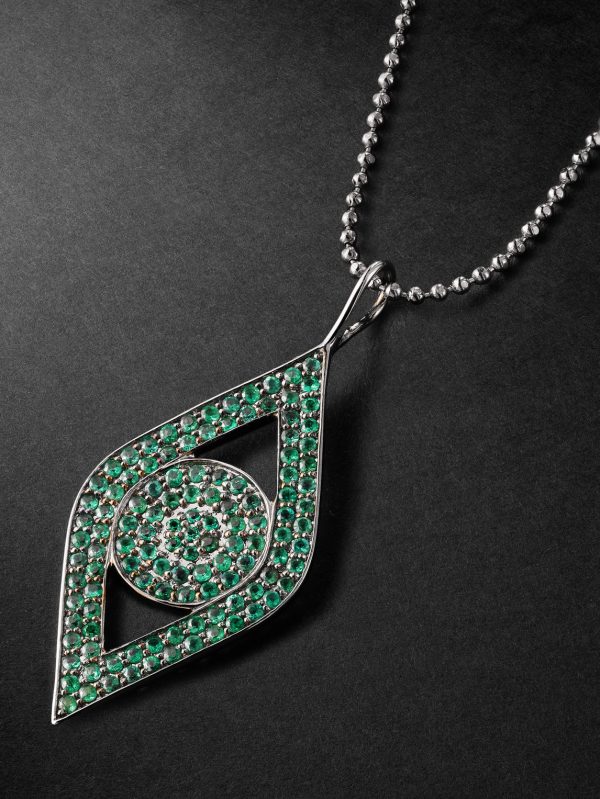 Large Evil Eye White Gold Diamond Pendant Necklace - CU Large Evil Eye White Gold Diamond Pendant Necklace - CU