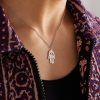 Large Nugget Hamsa 14-Karat White Gold Necklace - FR Large Nugget Hamsa 14-Karat White Gold Necklace - FR