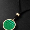 Gold, Malachite and Cord Pendant Necklace - CU Gold, Malachite and Cord Pendant Necklace - CU