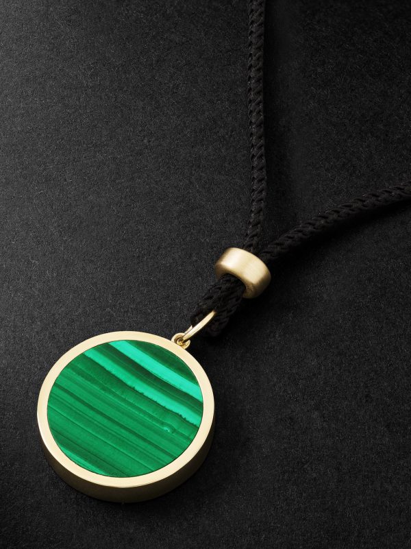 Gold, Malachite and Cord Pendant Necklace - CU Gold, Malachite and Cord Pendant Necklace - CU