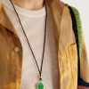 Gold, Malachite and Cord Pendant Necklace - FR Gold, Malachite and Cord Pendant Necklace - FR