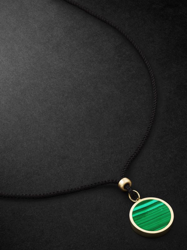 Gold, Malachite and Cord Pendant Necklace Gold, Malachite and Cord Pendant Necklace