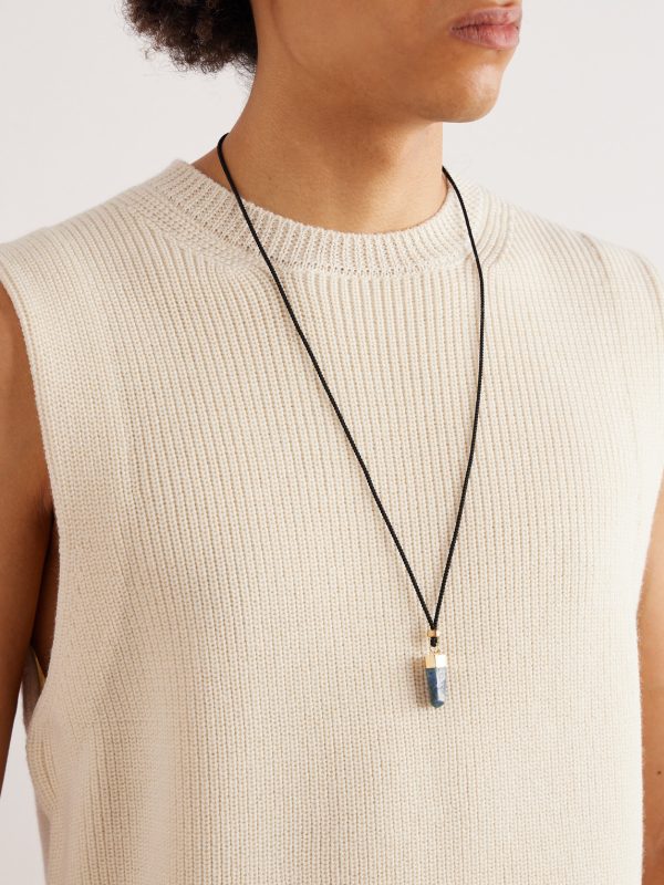 Gold, Chrysocolla and Cord Necklace - FR Gold, Chrysocolla and Cord Necklace - FR