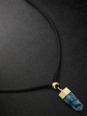 Gold, Chrysocolla and Cord Necklace