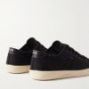 Logo-Print Leather-Trimmed Canvas Sneakers - BK Logo-Print Leather-Trimmed Canvas Sneakers - BK