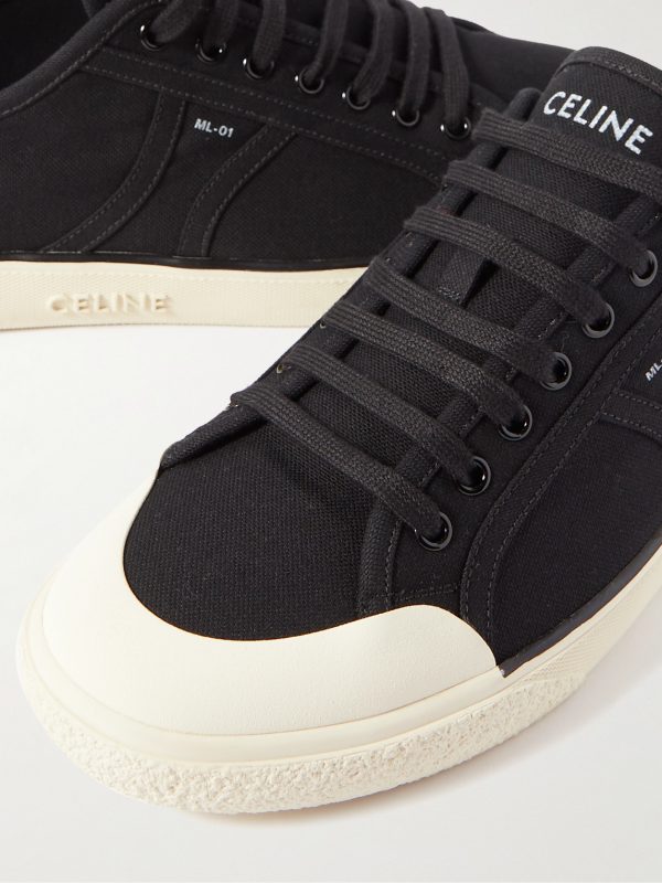 Logo-Print Leather-Trimmed Canvas Sneakers - CU Logo-Print Leather-Trimmed Canvas Sneakers - CU