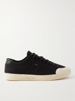 Logo-Print Leather-Trimmed Canvas Sneakers Logo-Print Leather-Trimmed Canvas Sneakers
