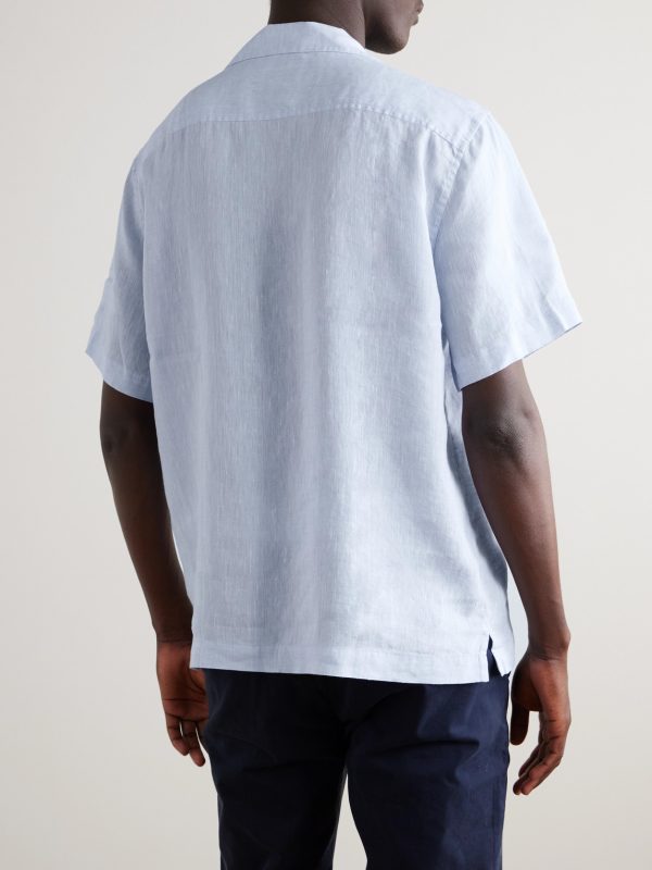 Angelo Camp-Collar Linen Shirt - BK