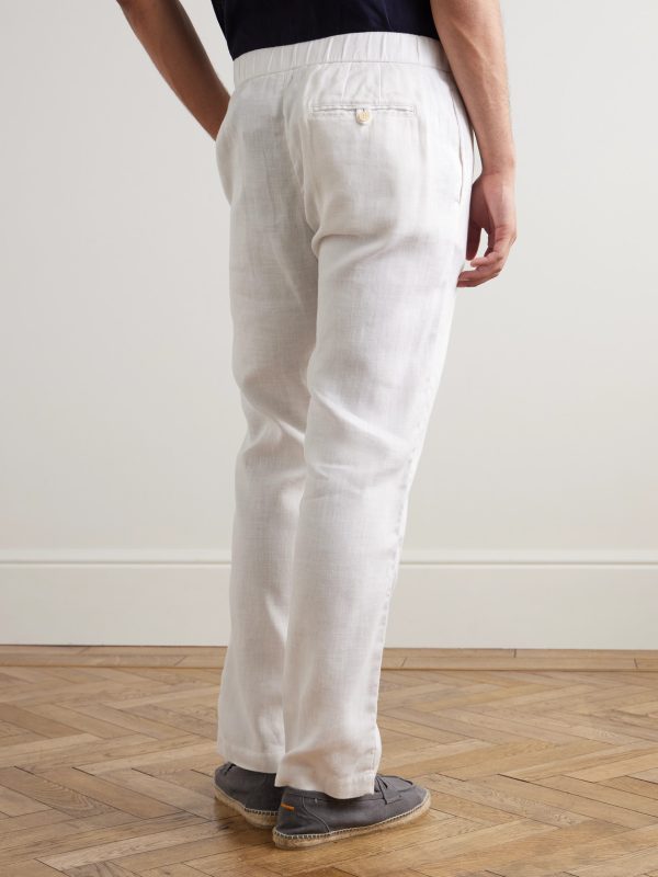 Oscar Straight-Leg Linen and Cotton-Blend Drawstring Trousers - BK