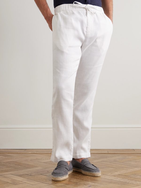 Oscar Straight-Leg Linen and Cotton-Blend Drawstring Trousers - FR