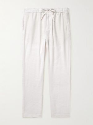 Oscar Straight-Leg Linen and Cotton-Blend Drawstring Trousers