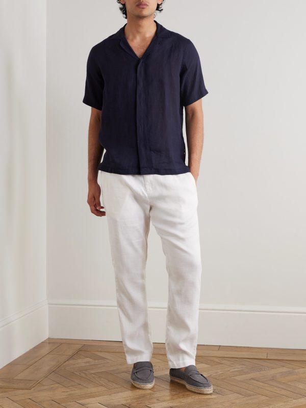 Oscar Straight-Leg Linen and Cotton-Blend Drawstring Trousers - OU