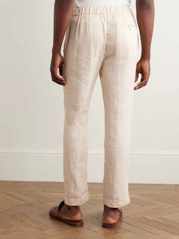 Oscar Straight-Leg Linen and Cotton-Blend Drawstring Trousers - BK Oscar Straight-Leg Linen and Cotton-Blend Drawstring Trousers - BK