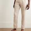 Oscar Straight-Leg Linen and Cotton-Blend Drawstring Trousers - FR Oscar Straight-Leg Linen and Cotton-Blend Drawstring Trousers - FR