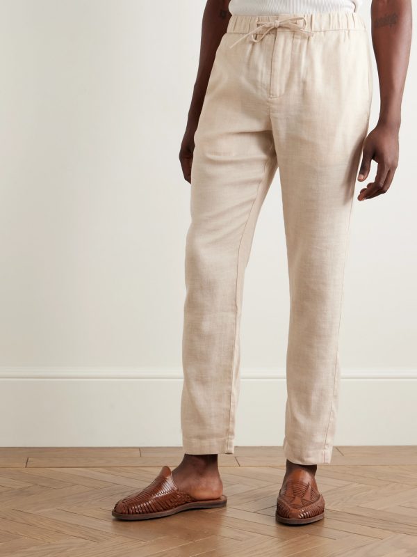 Oscar Straight-Leg Linen and Cotton-Blend Drawstring Trousers - FR Oscar Straight-Leg Linen and Cotton-Blend Drawstring Trousers - FR