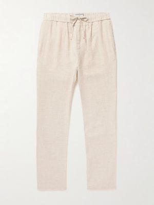 Oscar Straight-Leg Linen and Cotton-Blend Drawstring Trousers