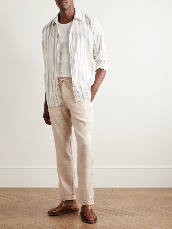Oscar Straight-Leg Linen and Cotton-Blend Drawstring Trousers - OU Oscar Straight-Leg Linen and Cotton-Blend Drawstring Trousers - OU