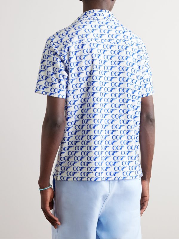 + 007 Howell Camp-Collar Printed Cotton-Terry Shirt - BK + 007 Howell Camp-Collar Printed Cotton-Terry Shirt - BK