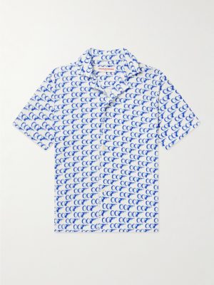 + 007 Howell Camp-Collar Printed Cotton-Terry Shirt