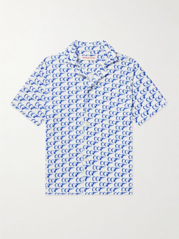 + 007 Howell Camp-Collar Printed Cotton-Terry Shirt + 007 Howell Camp-Collar Printed Cotton-Terry Shirt