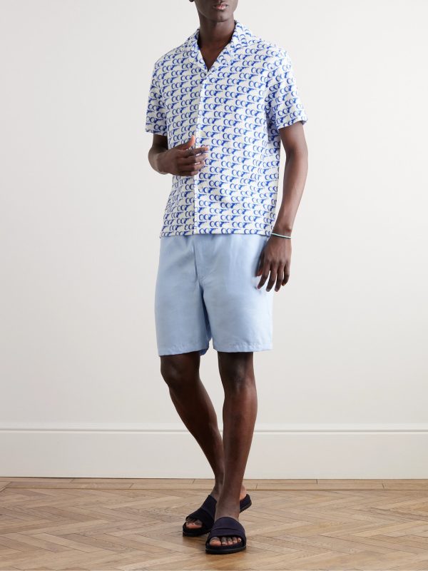 + 007 Howell Camp-Collar Printed Cotton-Terry Shirt - OU + 007 Howell Camp-Collar Printed Cotton-Terry Shirt - OU