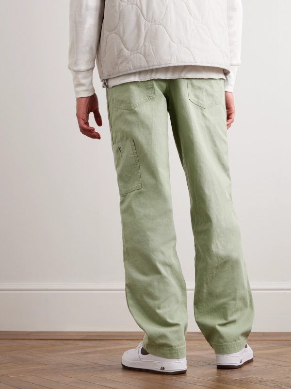 Straight-Leg Logo-Embroidered Cotton-Canvas Trousers - BK