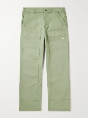 Straight-Leg Logo-Embroidered Cotton-Canvas Trousers Straight-Leg Logo-Embroidered Cotton-Canvas Trousers