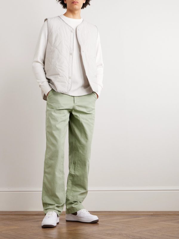 Straight-Leg Logo-Embroidered Cotton-Canvas Trousers - OU