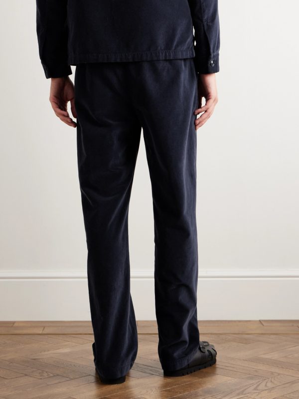 Straight-Leg Garment-Dyed Cotton-Velvet Trousers - BK Straight-Leg Garment-Dyed Cotton-Velvet Trousers - BK