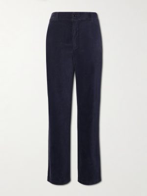 Straight-Leg Garment-Dyed Cotton-Velvet Trousers