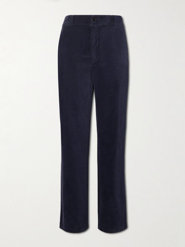 Straight-Leg Garment-Dyed Cotton-Velvet Trousers Straight-Leg Garment-Dyed Cotton-Velvet Trousers