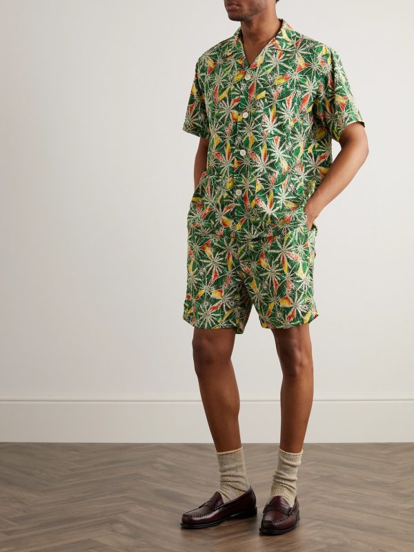 Camp-Collar Printed Cotton-Voile Shirt - OU Camp-Collar Printed Cotton-Voile Shirt - OU