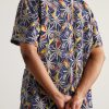 Camp-Collar Printed Voile Shirt - BK